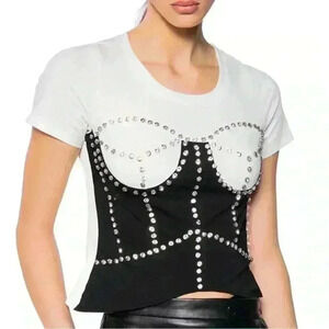 Salt Embellished Corset T-shirt (493)